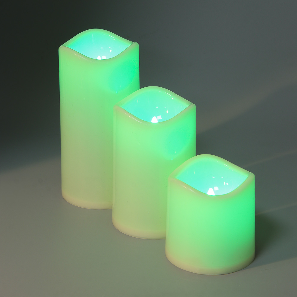 СНОУ БУМ Набор 3шт, светильник декор.LED в виде свечи,7,5х7,5/11,5/15см,PP,3хAАА,13 режимов,пульт ДУ - #10