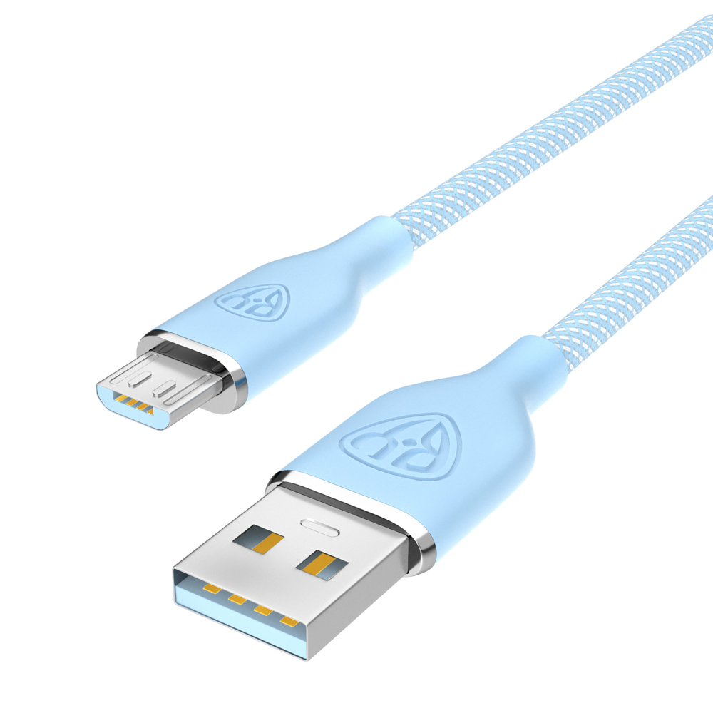 BY Кабель для зарядки Elite Micro USB, 3А, 1м, Быстрая зарядка QC3.0, 100см, голубой - #3