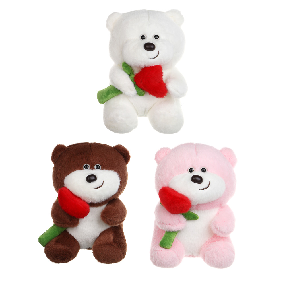 ИГРОЛЕНД Игрушка мягкая "Медведь с цветком", 25 см, полиэстер, микс видов - #1