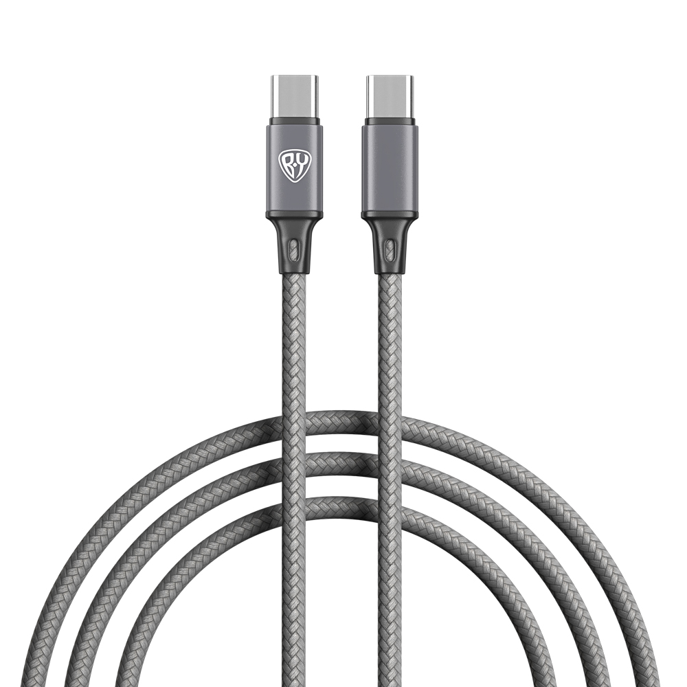 Кабель для зарядки Type C-Type C BY Solid, 60Вт, 1 м, 5A, нейлон, мет. кон., графитовый - #1