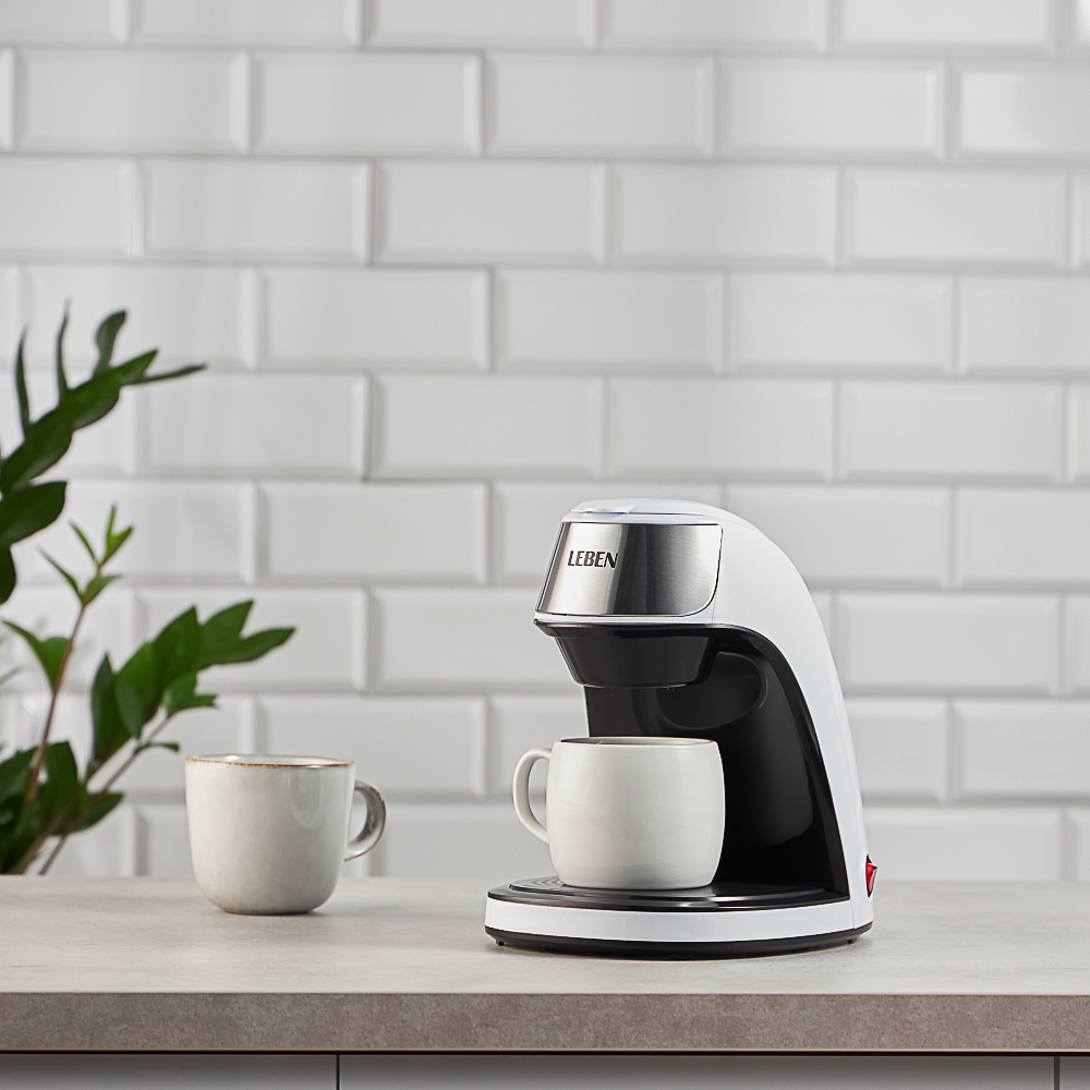 LEBEN Кофеварка капельная 500Вт, 240 мл, керамическая чашка, белый - #10