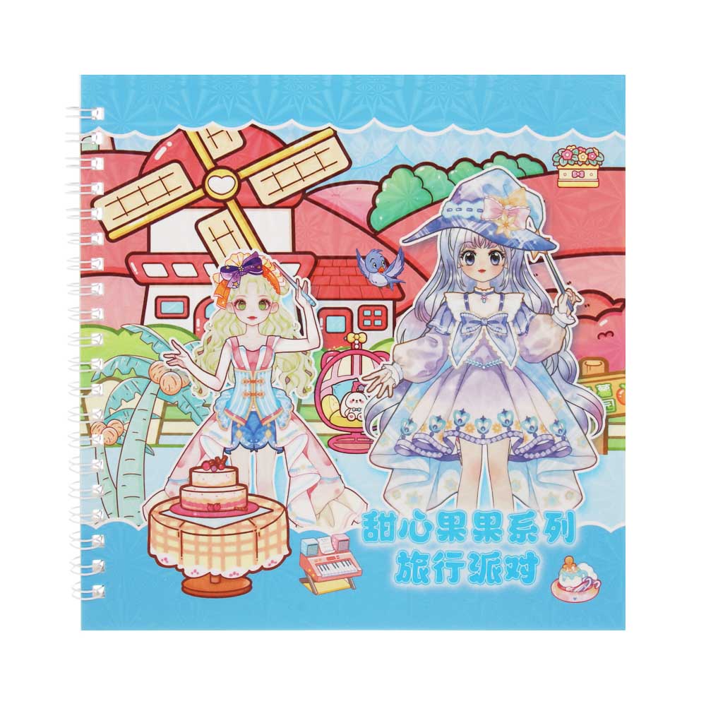 Раскраска детская "Анимэ" с наклейками и сухими красками 19стр, 19х19см, бумага, 4 дизайна - #1