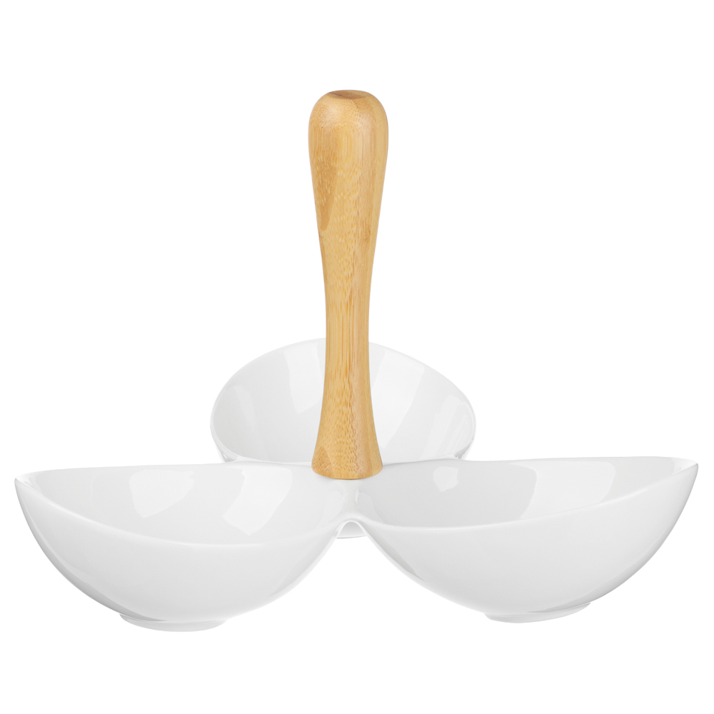 Менажница тм MILLIMI, 22,5х20.5х16см, фарфор, бамбук - #3