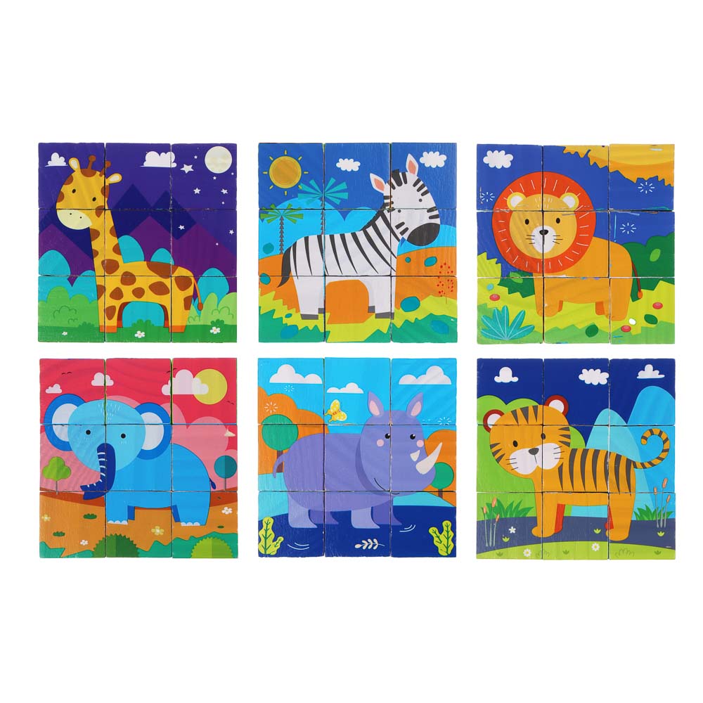 ИГРОЛЕНД Кубики деревянные развивающие для малышей, 13х15см, 4 дизайна, дерево - #6