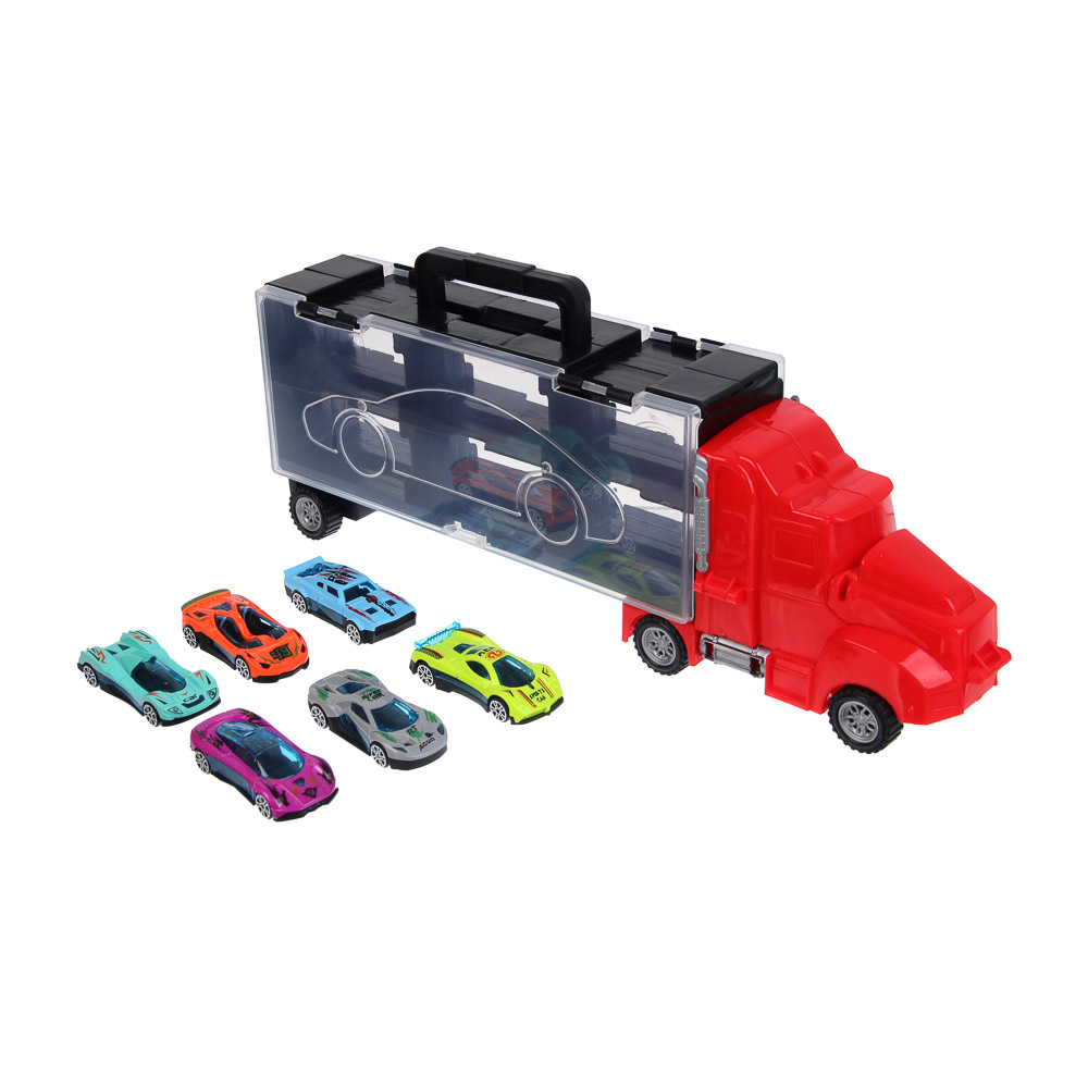 ИГРОЛЕНД Автоперевозчик, с запуском, 6 машинок, PP, 37х14,2х7,3 см, 2 дизайна - #8