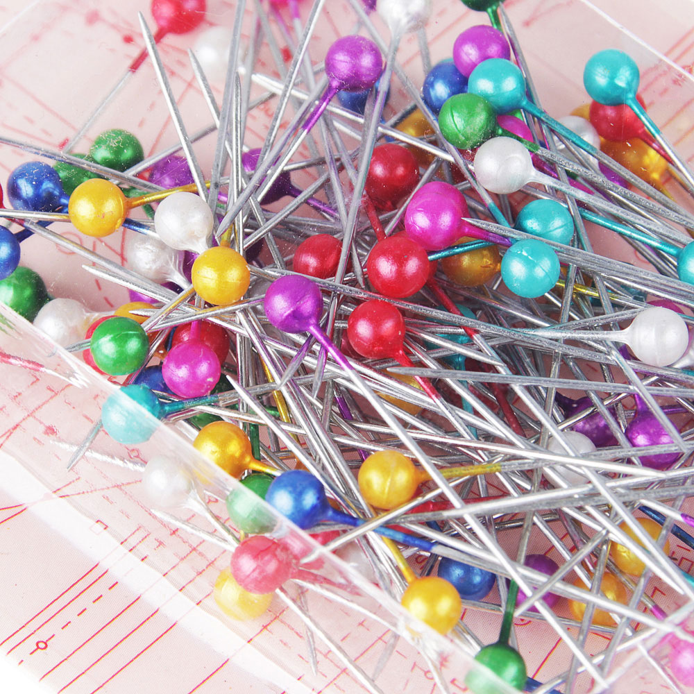 Набор булавок английских с цветными головками 100шт, на блистере, 3,5см, сталь, пластик, арт НС-026 - #2