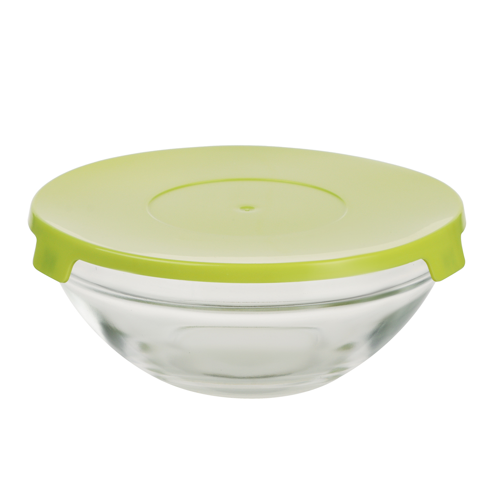 MILLIMI Набор салатников с крышкой 5 шт: 900/ 500/350/200/130 мл, стекло, пластик, оливковый - #4