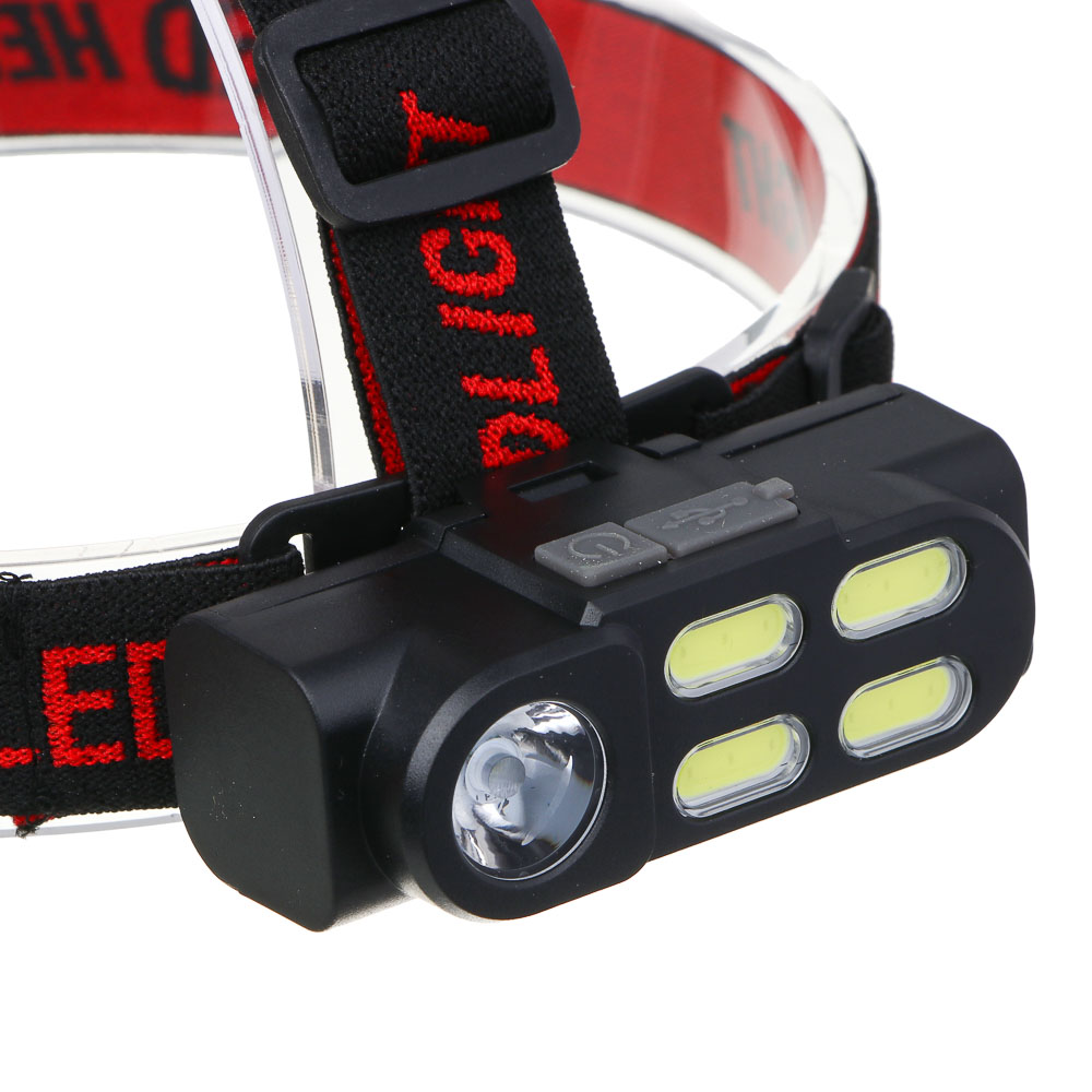 ЕРМАК Фонарь налобный, XPE+COB, 4 режима, зарядка USB, 83х27х25 мм, без АКБ - #6