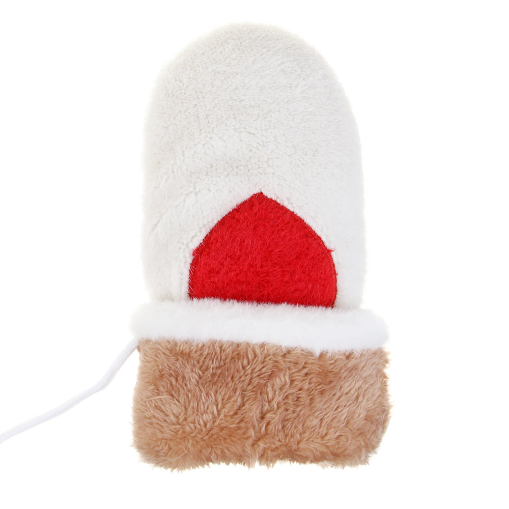 GALANTE Рукавицы женские пушистые с аппликацией сердце, р-р 18-20, кремовый, СЗМП24-19 - #4