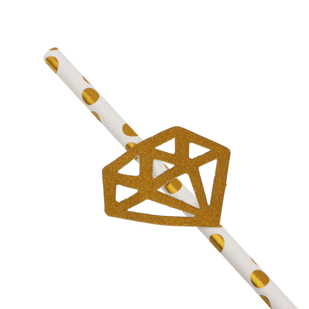 Набор трубочек для напитков "Бриллиант" тм Fntastic, 4 шт, бумага, глиттер - #3