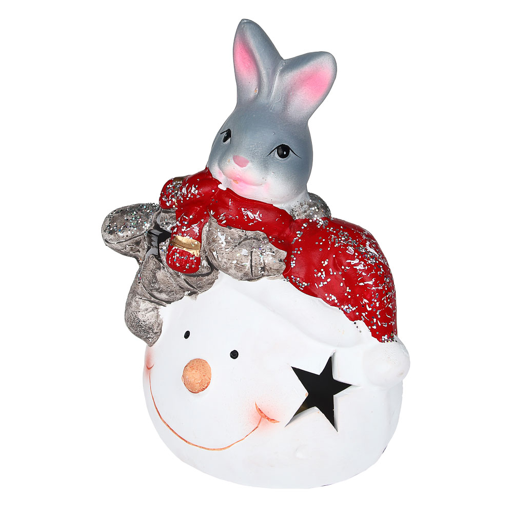 СНОУ БУМ Фигурка в виде кролика с подсветкой, керамика, 9,3x8,8x13,8 см, арт 1, 2 вида - #5