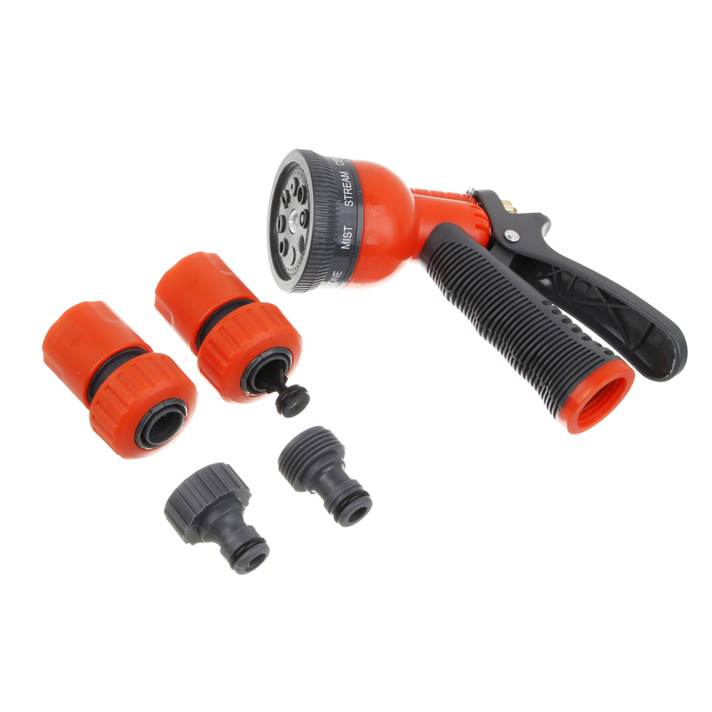 INBLOOM Набор для полива (пистолет 8 реж- 1шт., 3/4" коннектор- 2шт., 1/2"-3/4" штуцер-1шт.) ПП - #11