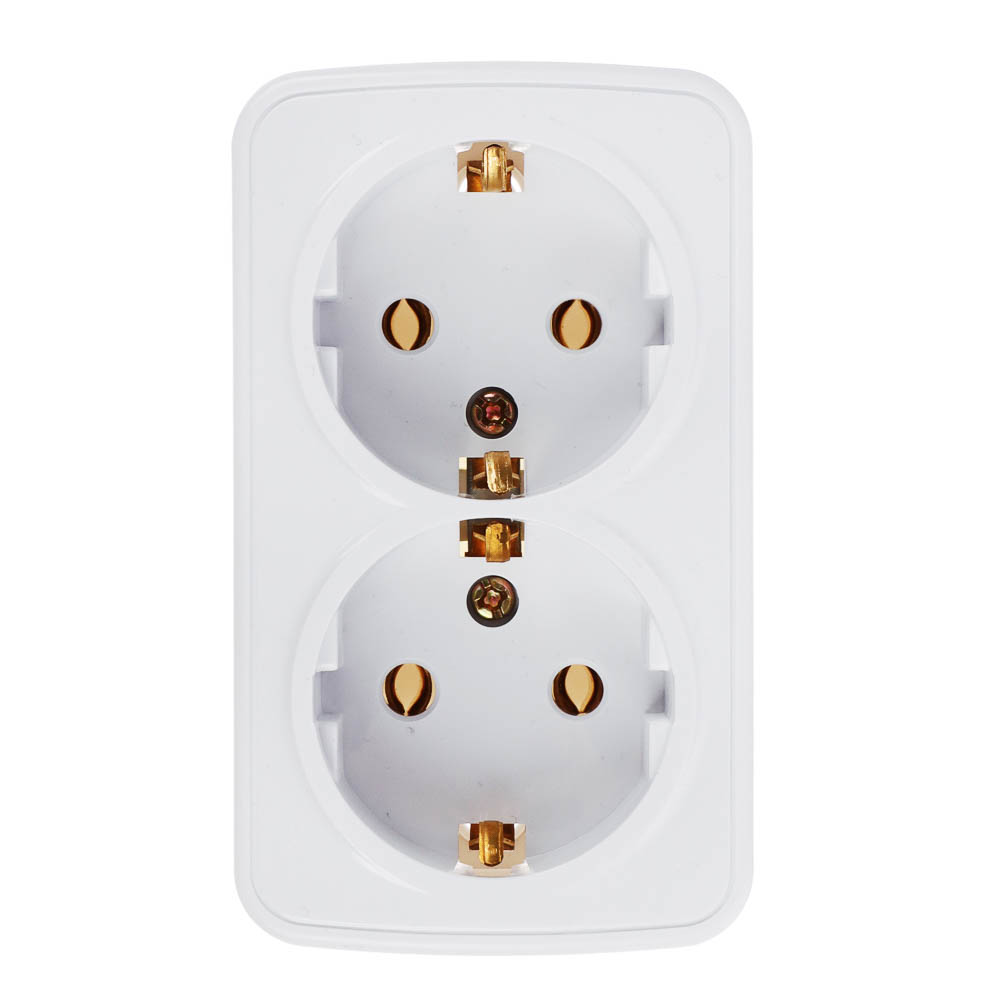 Розетка Intro Polo/Quadro двойная с заземлением 2х2P+E Schuko 16А-250В IP20 ОУ белый - #2