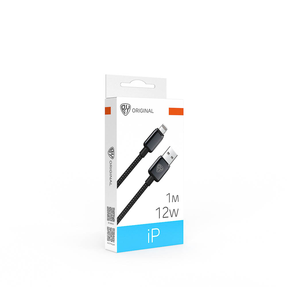 Кабель для зарядки USB(A)-iP BY ZINC, 12Вт, 1 м, 2.4A, нейлон, цинк. кон.,чёрный - #2