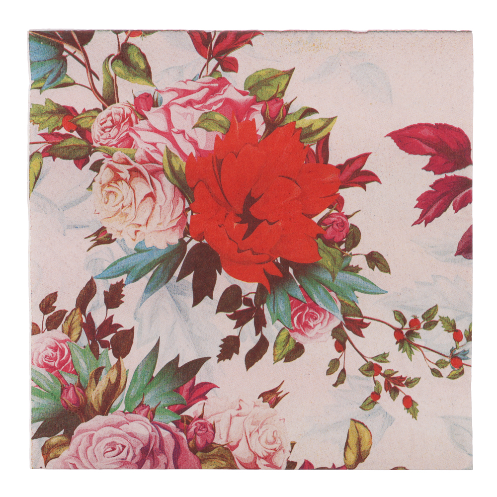 Салфетки бумажные трехслойные Птицы и цветы 33*33 см, 20 шт - #1