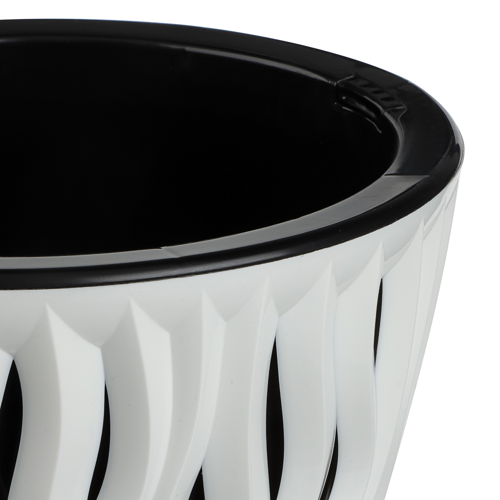 Кашпо для цветов со вставкой "Вдохновение" 4,5л, d21,5см; h17,9см, цвет белый/чёрный - #3