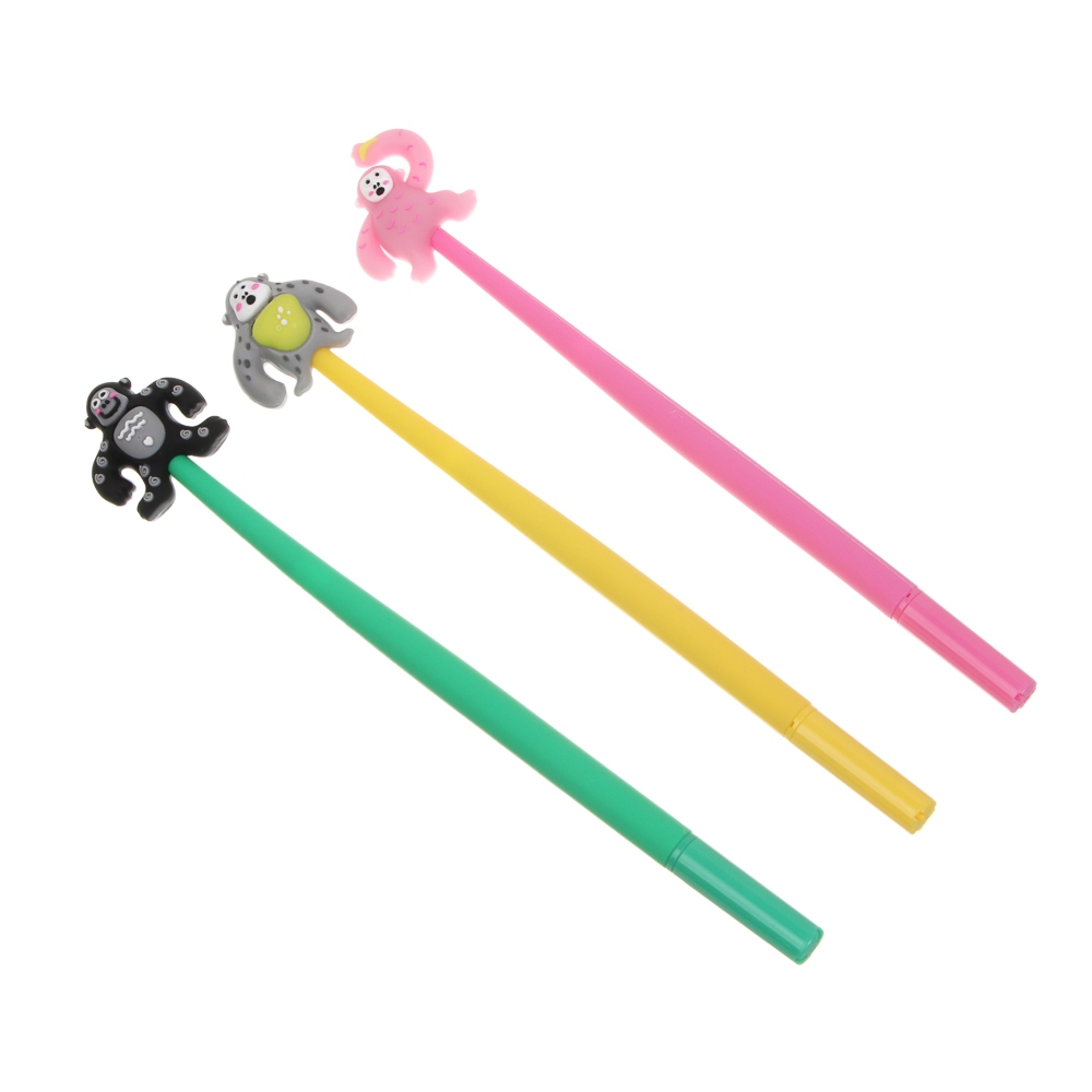 Ручка гелевая синяя 0,5мм, "Горила", силиконовый корпус, 3 вида, шоу-бокс - #1