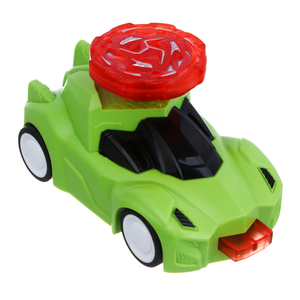 ИГРОЛЕНД Машинка "Дикий вихрь", летающ.диск, светящ.волчок, инерция, 3LR41,ABS,16х14,3х6 см, 4 диз. - #5