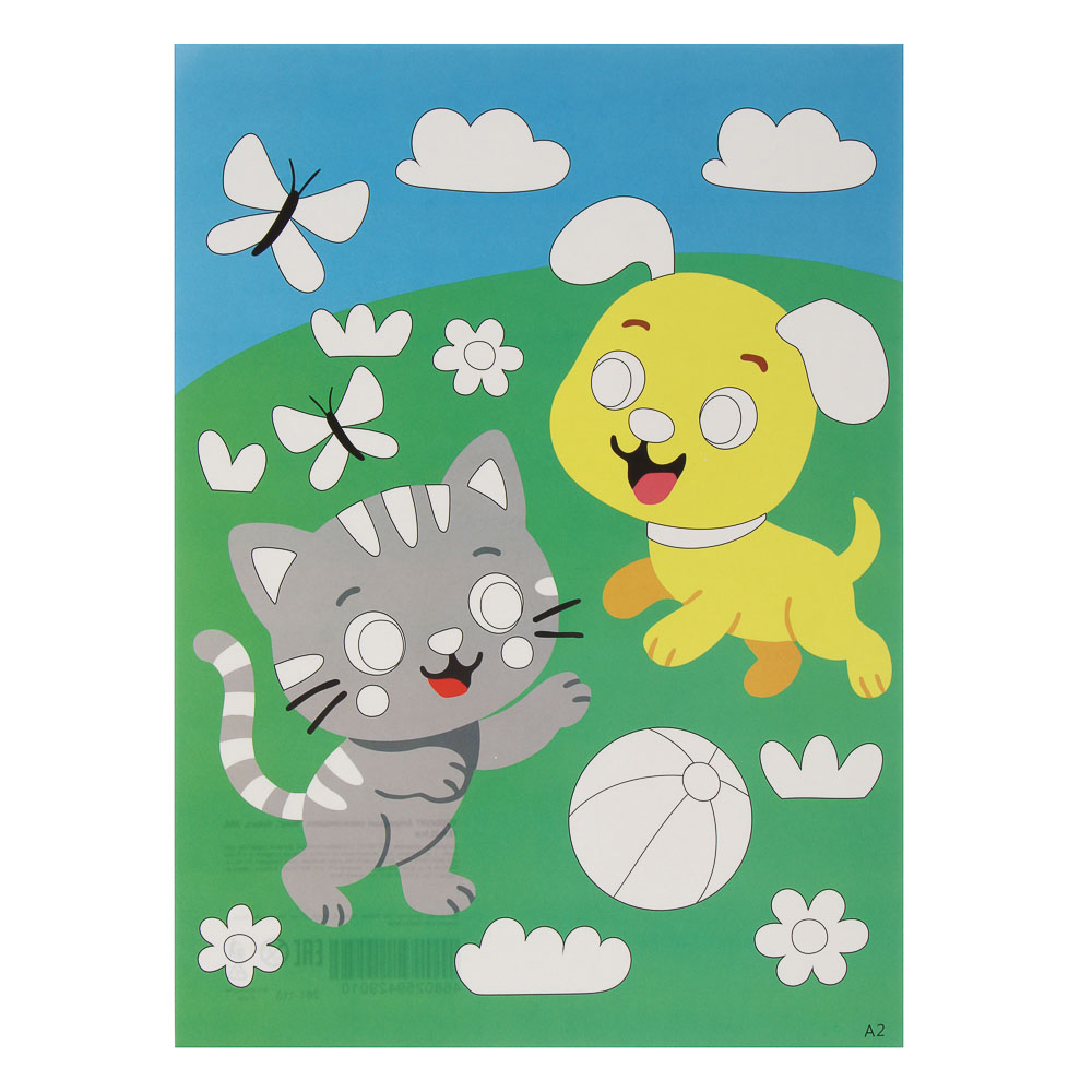 ХОББИХИТ Аппликация самоклеящаяся "Микс", бумага, ЭВА, 21х27см, 8-12 дизайнов - #1