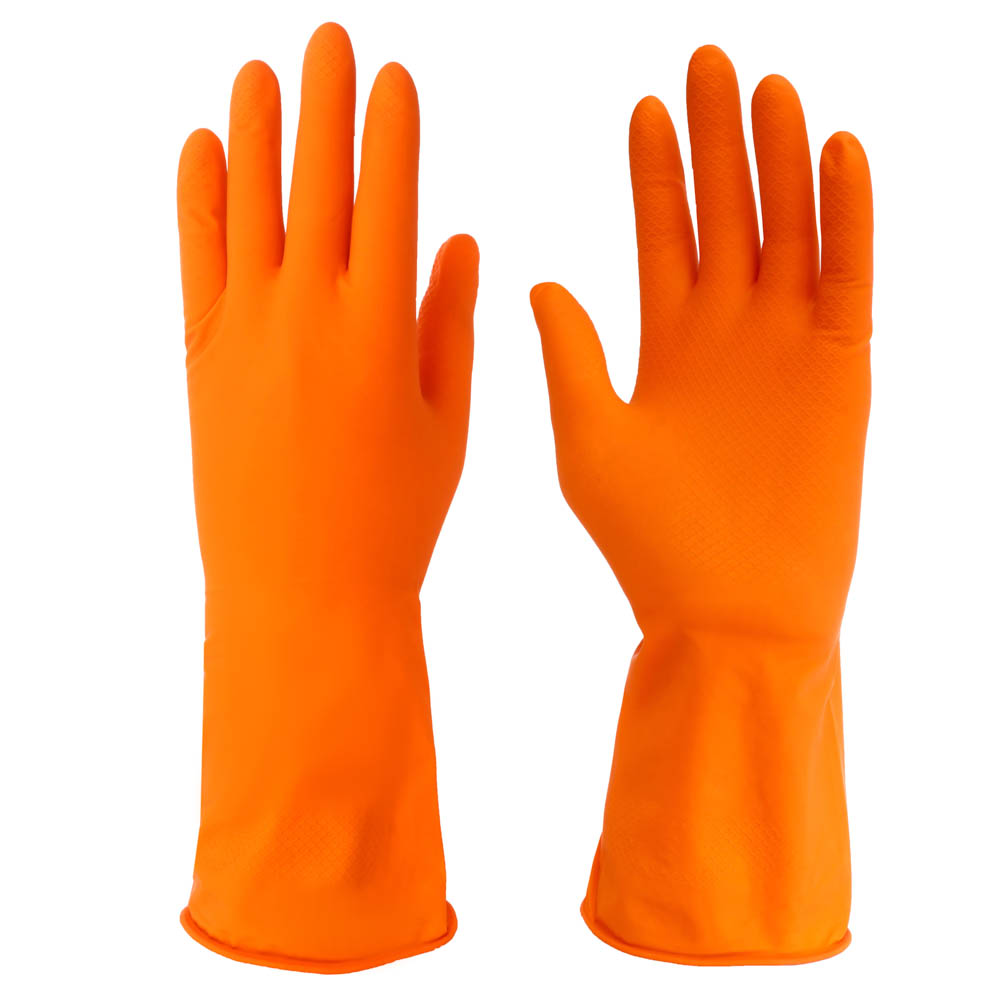 Перчатки резиновые Vetta для уборки оранжевые, L - #1