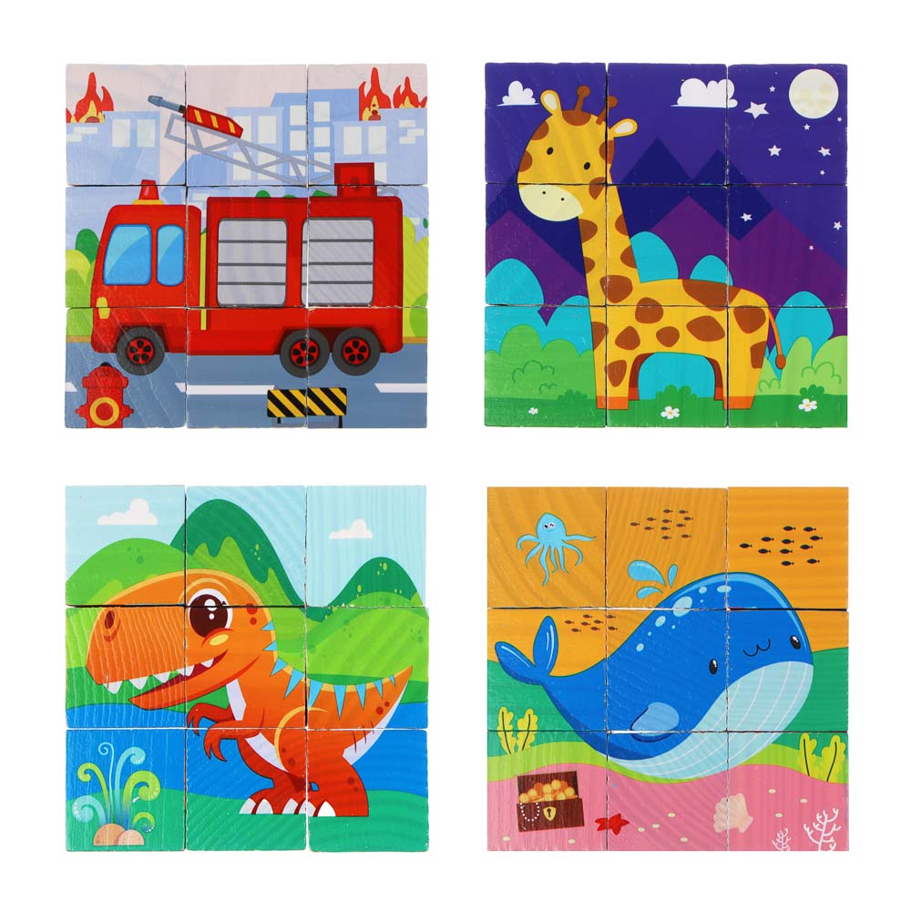 ИГРОЛЕНД Кубики деревянные развивающие для малышей, 13х15см, 4 дизайна, дерево - #2