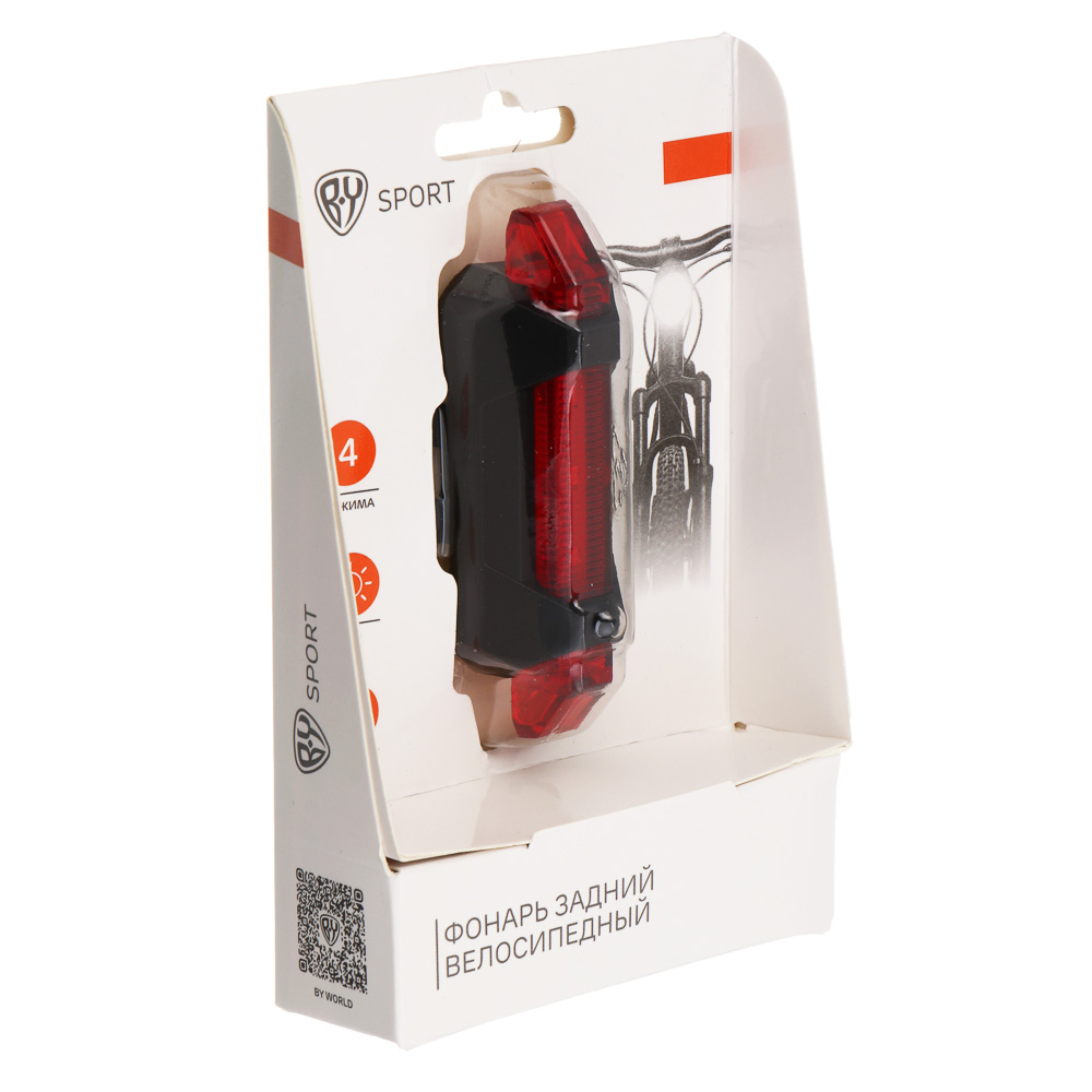 Фонарь велосипедный задний, тм BY SPORT, 4 режима, 5LED, USB 3.7V - #4