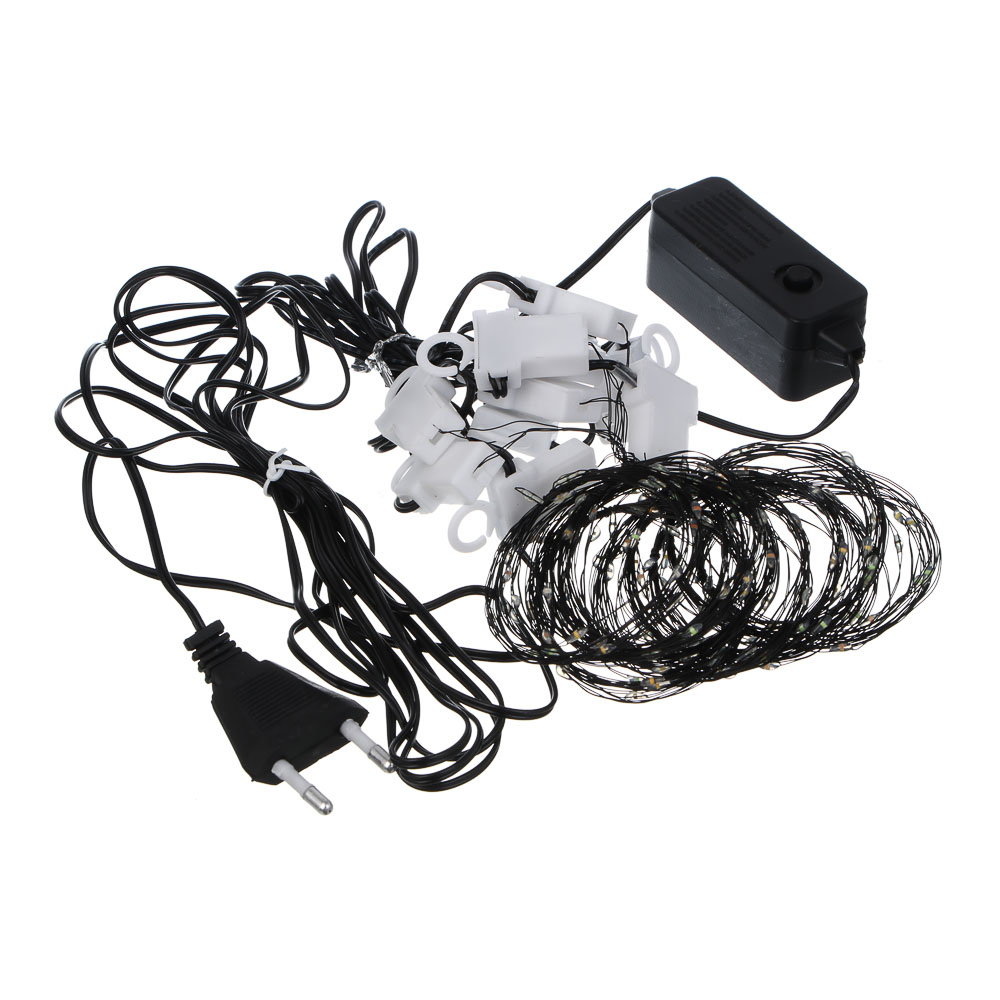 СНОУ БУМ Гирлянда эл. занавес нить росы 2х2м, 200 LED, 10 нитей, мульти, 8 режимов, 220В - #2