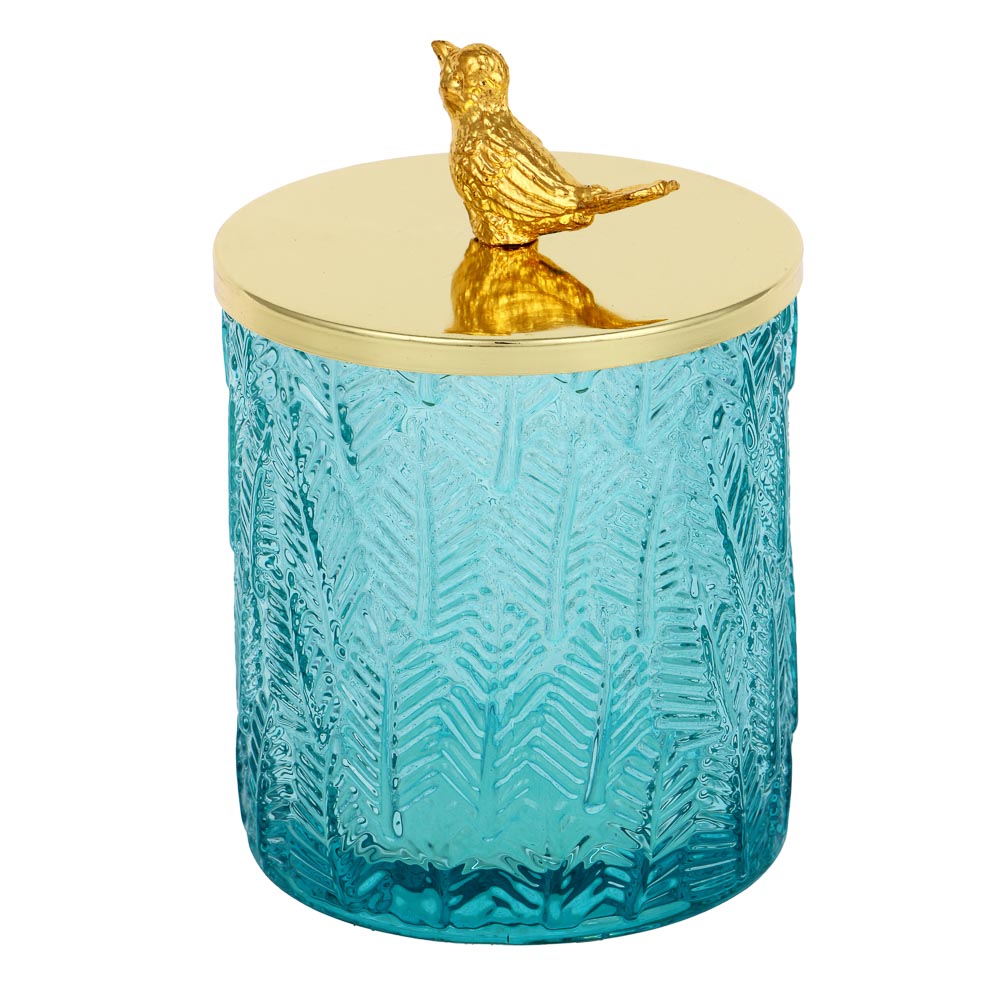 Шкатулка стеклянная с птичкой, цвет зеленый, 8,5x12см - #4