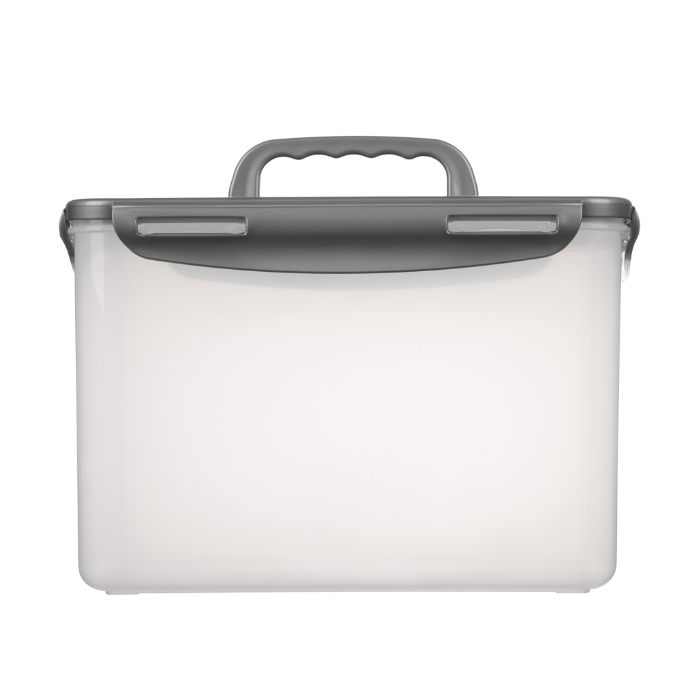 Контейнер герметичный с защелками с ручкой 4,5л, серая крышка, пластик - #3