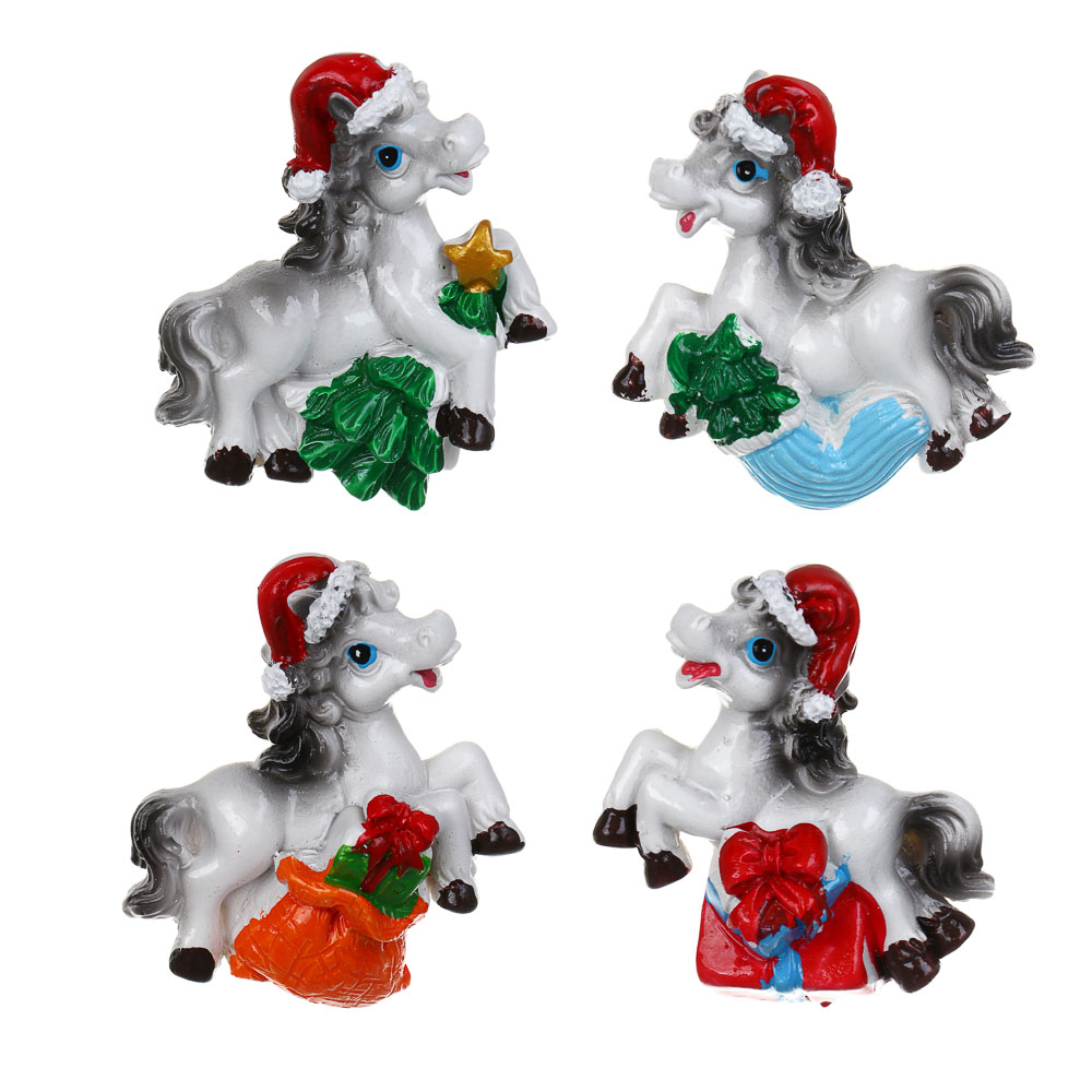 СНОУ БУМ Магнит лошадь 6.5x7 см, полистоун, 4 дизайна - #1