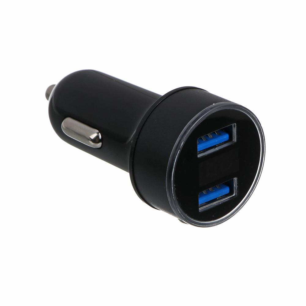 ЕРМАК Зарядное устройство в авто с дисплеем, 2xUSB, 3.1А, 12/24В, пластик - #1