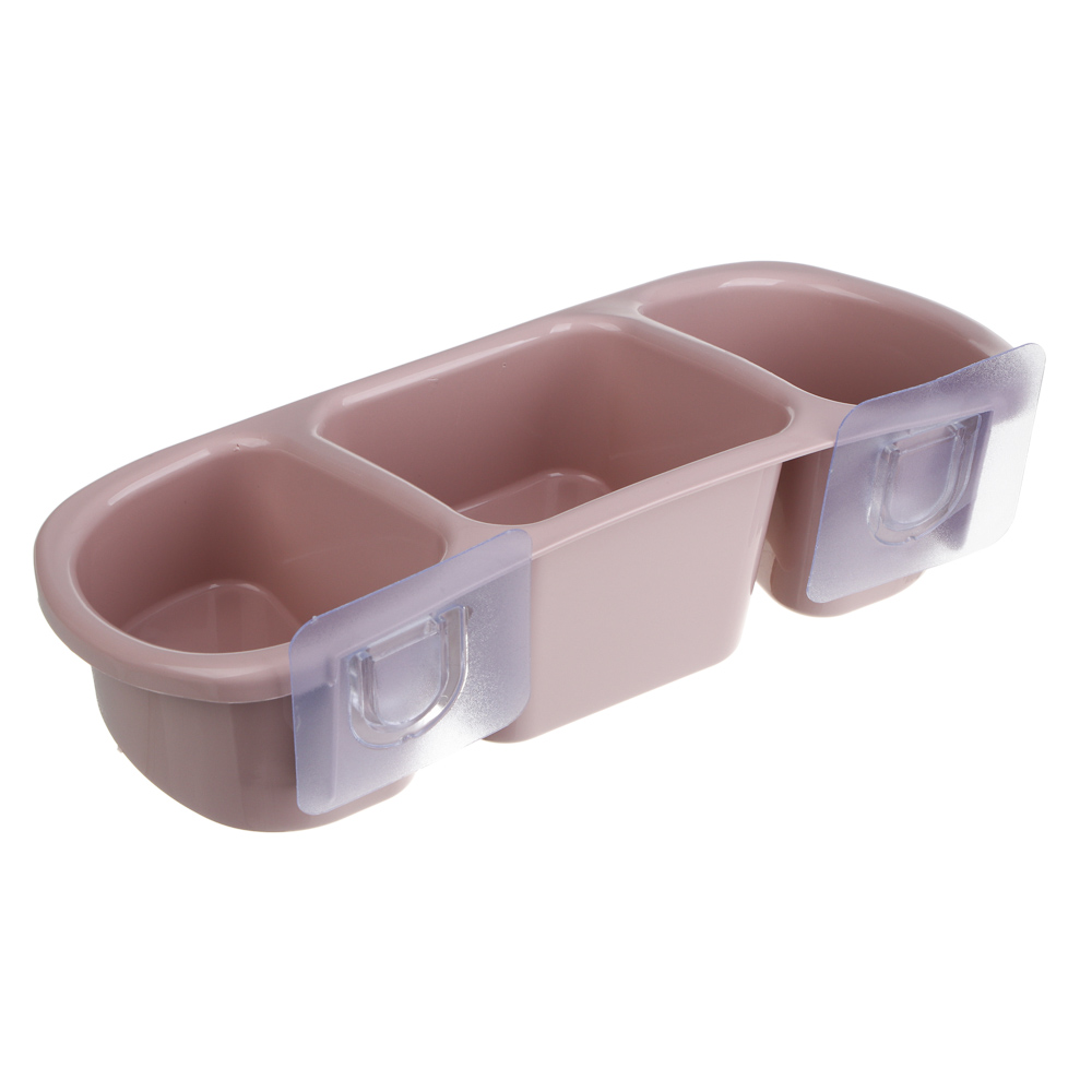 VETTA Classic Полка настенная, три отделения, пластик, 28x12,5x8,5 см, пудровый - #4