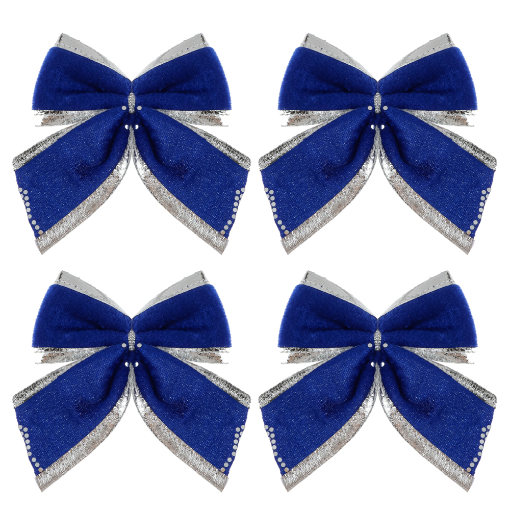 СНОУ БУМ Набор бантов 10x12 см, 4 шт, полиэстер, синий - #1
