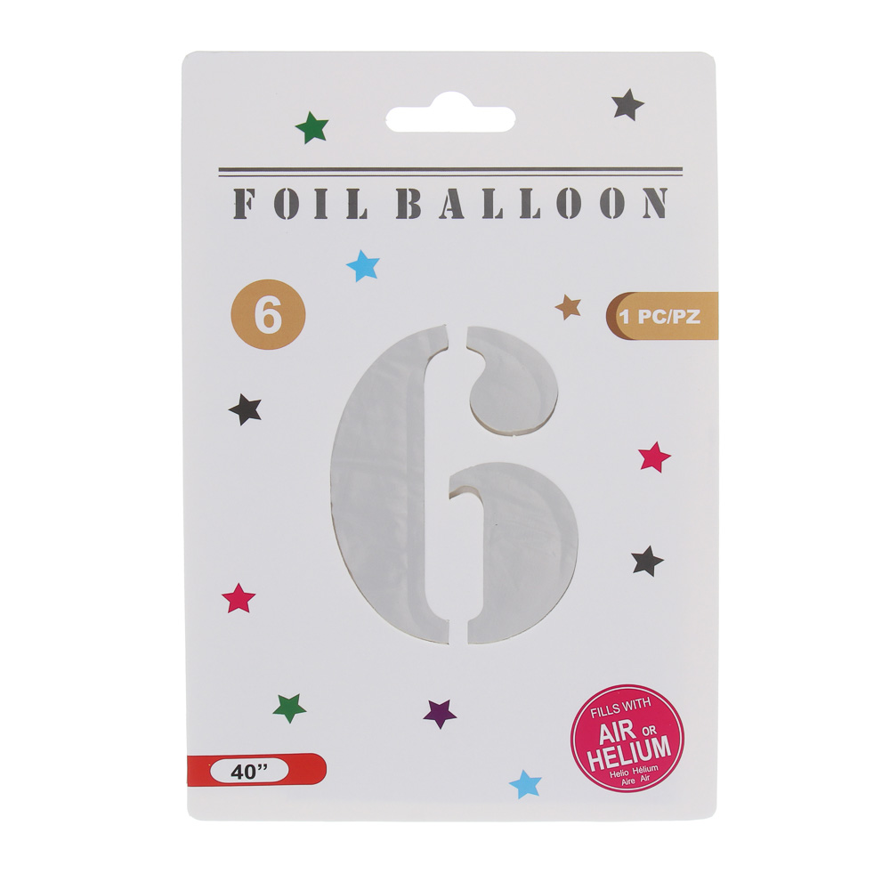 Шар воздушный фольгированный "Цифра" тм Fntastic, 40", серебристый, микс - #4