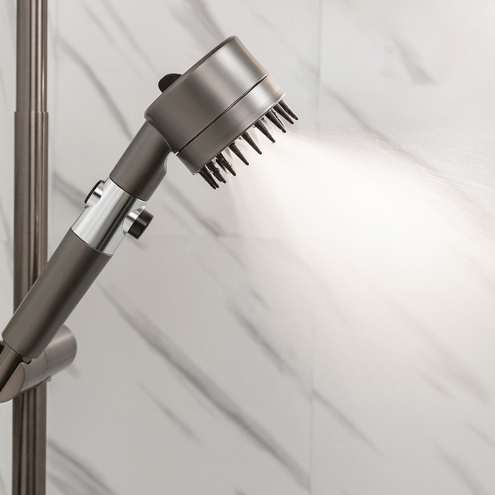 Лейка для душа с массажным эффектом, 3 режима, с фильтром очистки воды, графит - #13