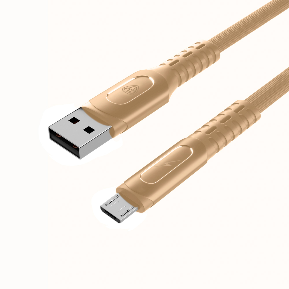 BY Кабель для зарядки Экстрим Micro USB, 1м, 2.4А, Быстрая зарядка QC3.0, ткань, золотистый - #4