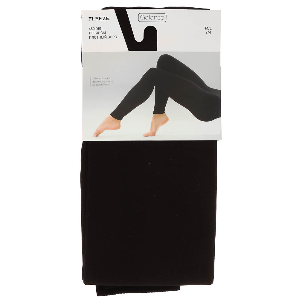 GALANTE Fleeze Леггинсы 480 DEN, р-р M/L, 96% полиамид, 4% эластан, цвет черный - #3