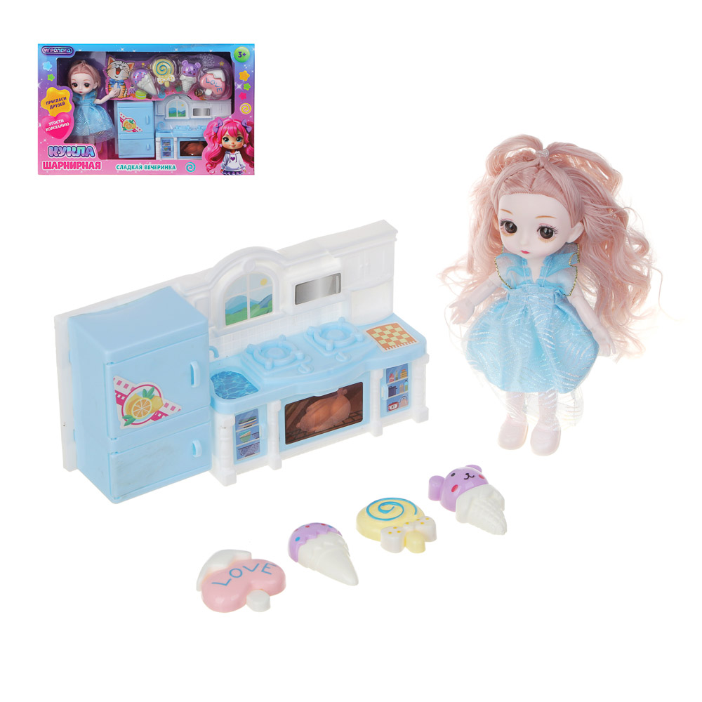 ИГРОЛЕНД Кукла шарнирная 15 см "Сладкая вечеринка", PP, PVS, ABS, 35,5х7,5х22 см - #1