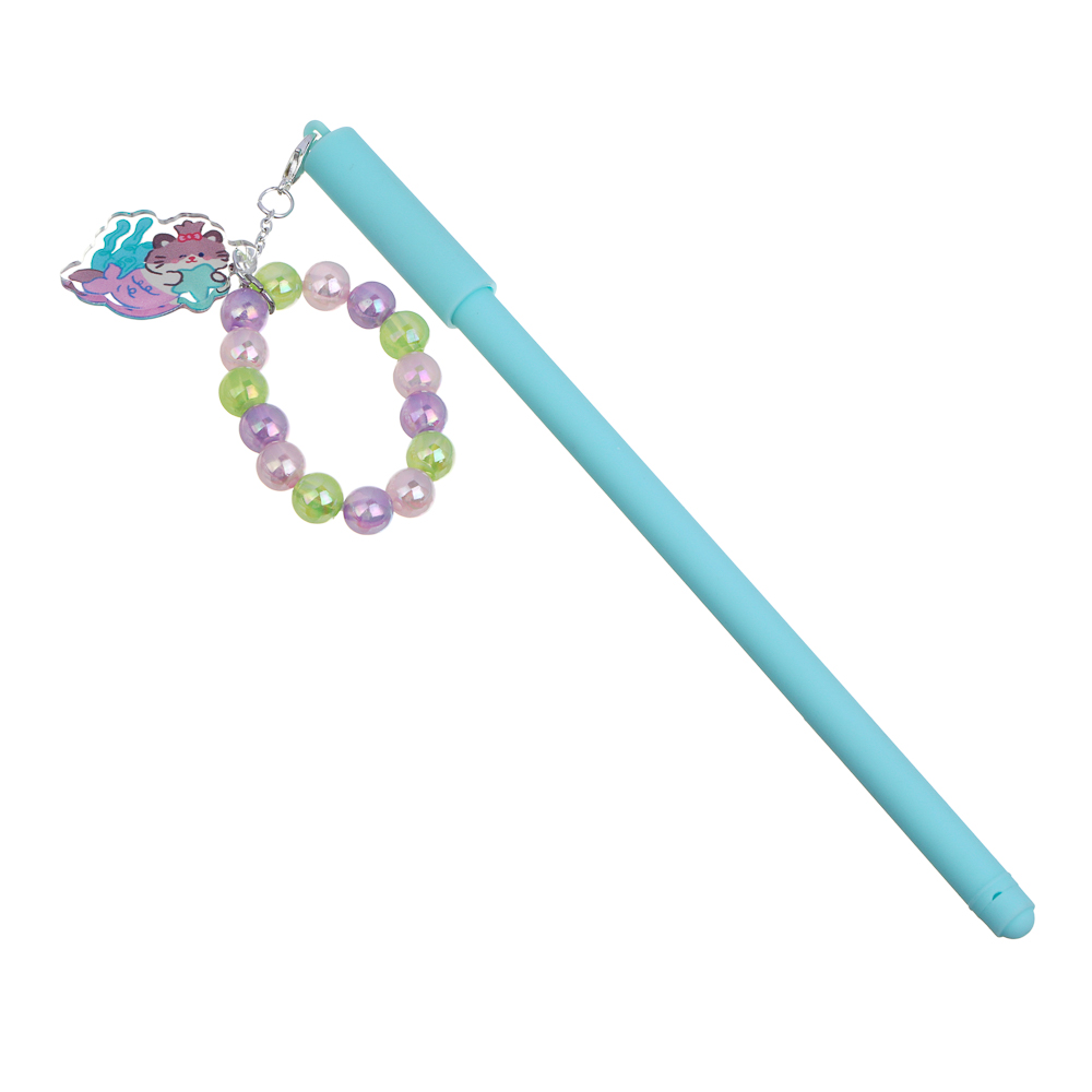 Ручка гелевая черная, с браслетом и фигуркой забавных животных, 3 дизайна - #2