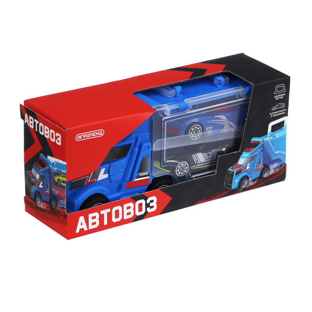 ИГРОЛЕНД Автовоз с двумя машинками, ABS, 16,5х7,2х5 см, 3 дизайна - #13