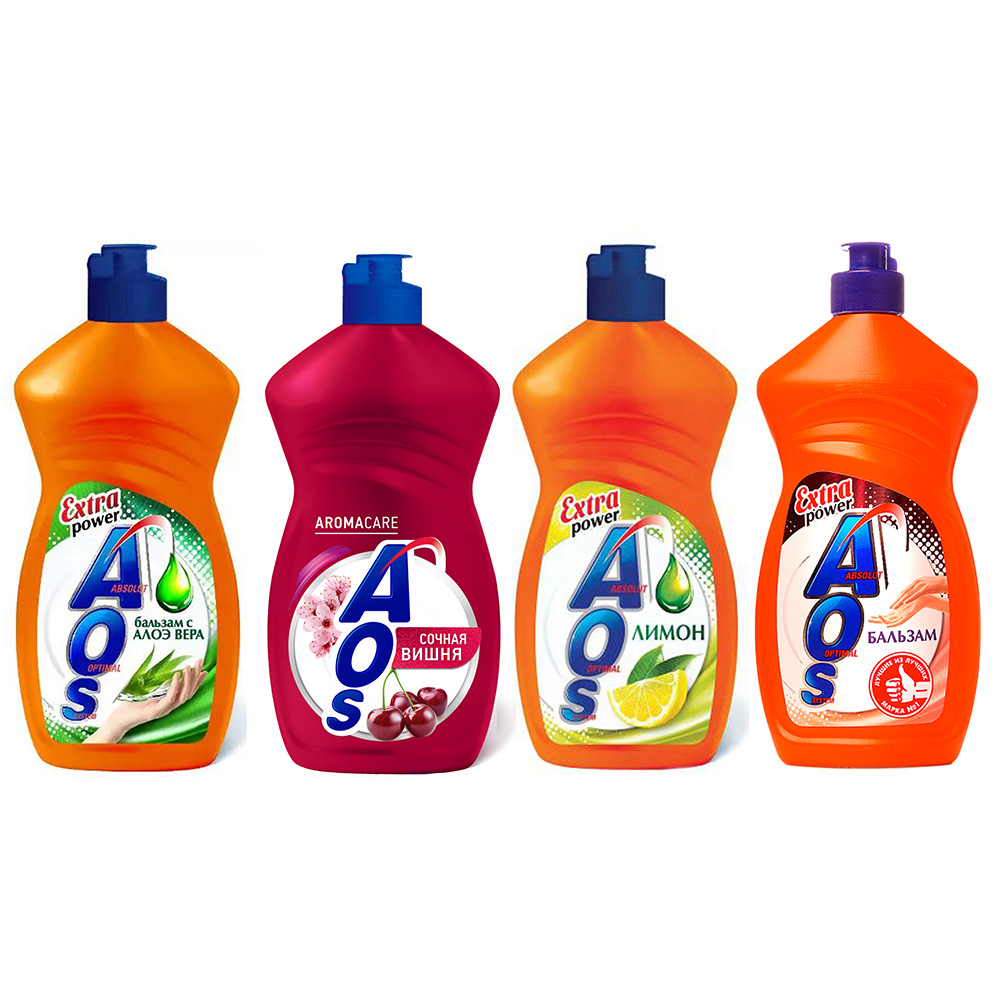 Средство для мытья посуды AOS Бальзам/Алоэ вера/Лимон/Вишня,п/б,450г - #1
