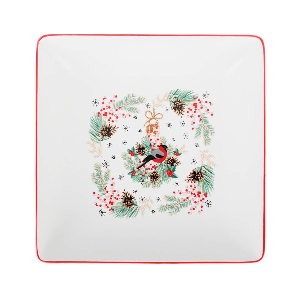 Блюдо квадратное Millimi "Снегирь", керамика, 18х18х4,5 см - #1