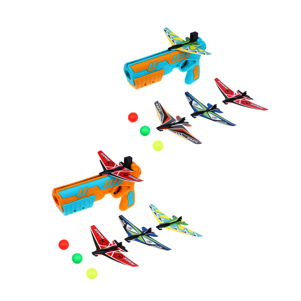SILAPRO Набор для воздушного боя (пистолет-1шт., самолет 14х6.5см-4шт., мяч 3шт.), ABS, пенопласт - #2