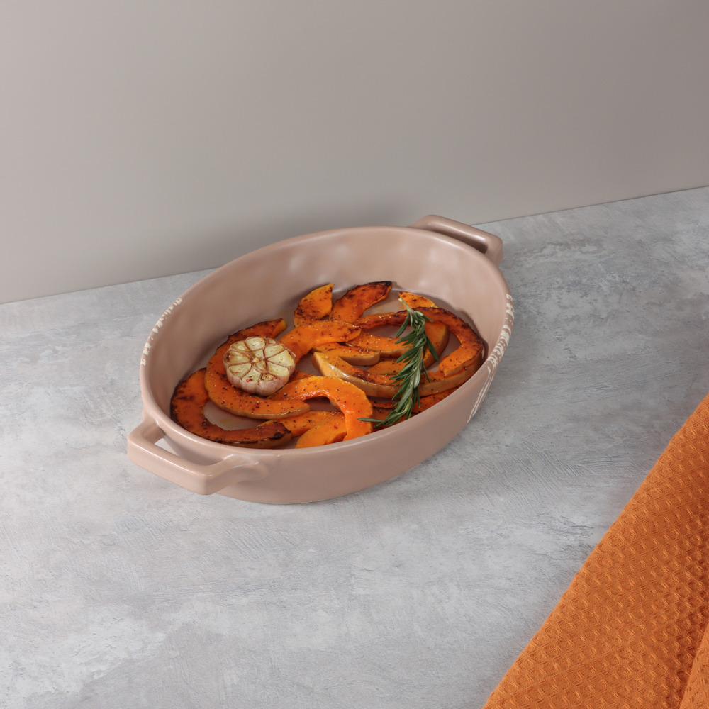 MILLIMI Форма для запекания и сервировки овал.с ручками, керамика, 31х20,5х5см, 1,1л, бежевая - #13