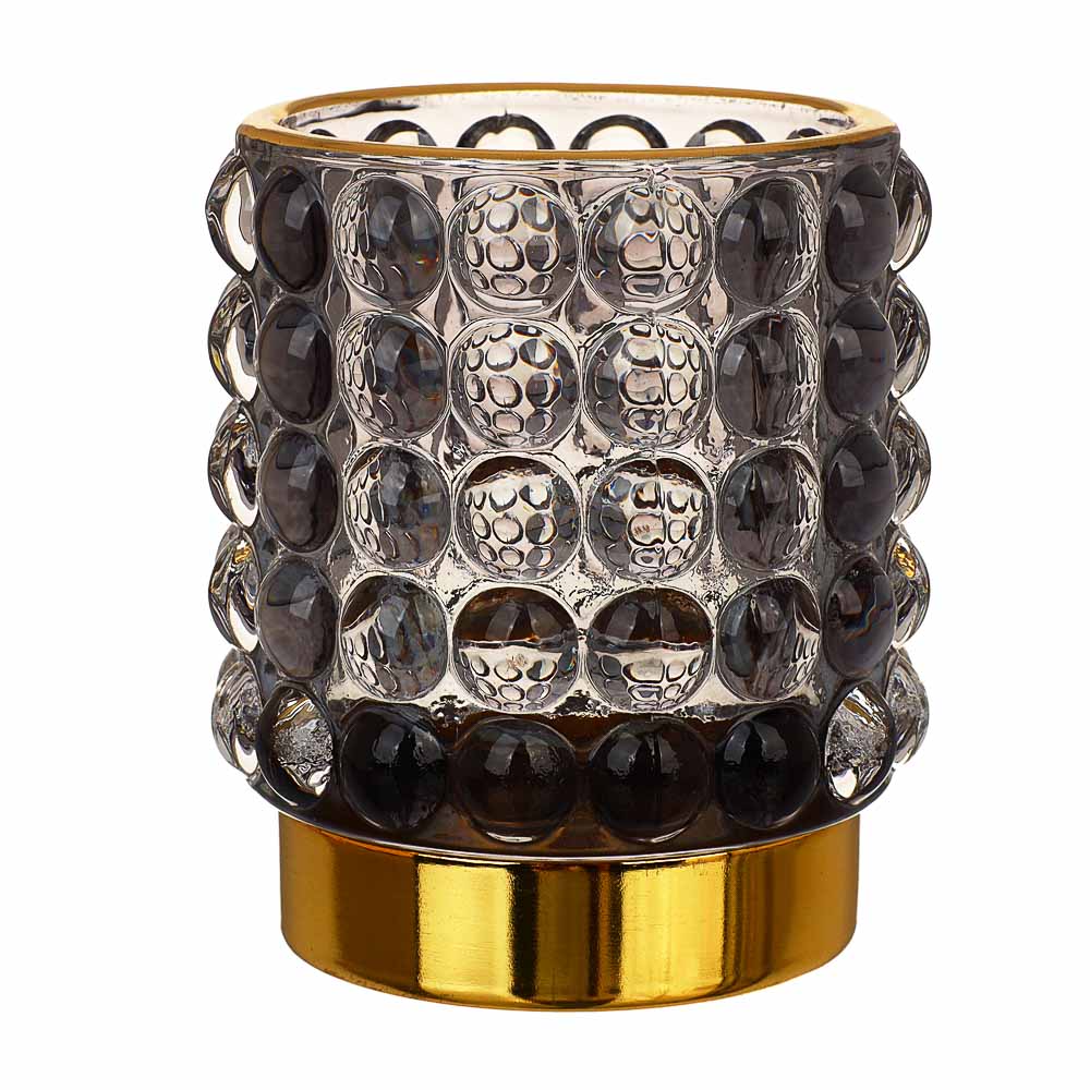 Стакан декоративный стеклянный под косметические кисточки, 8x8,5 см, серый - #1