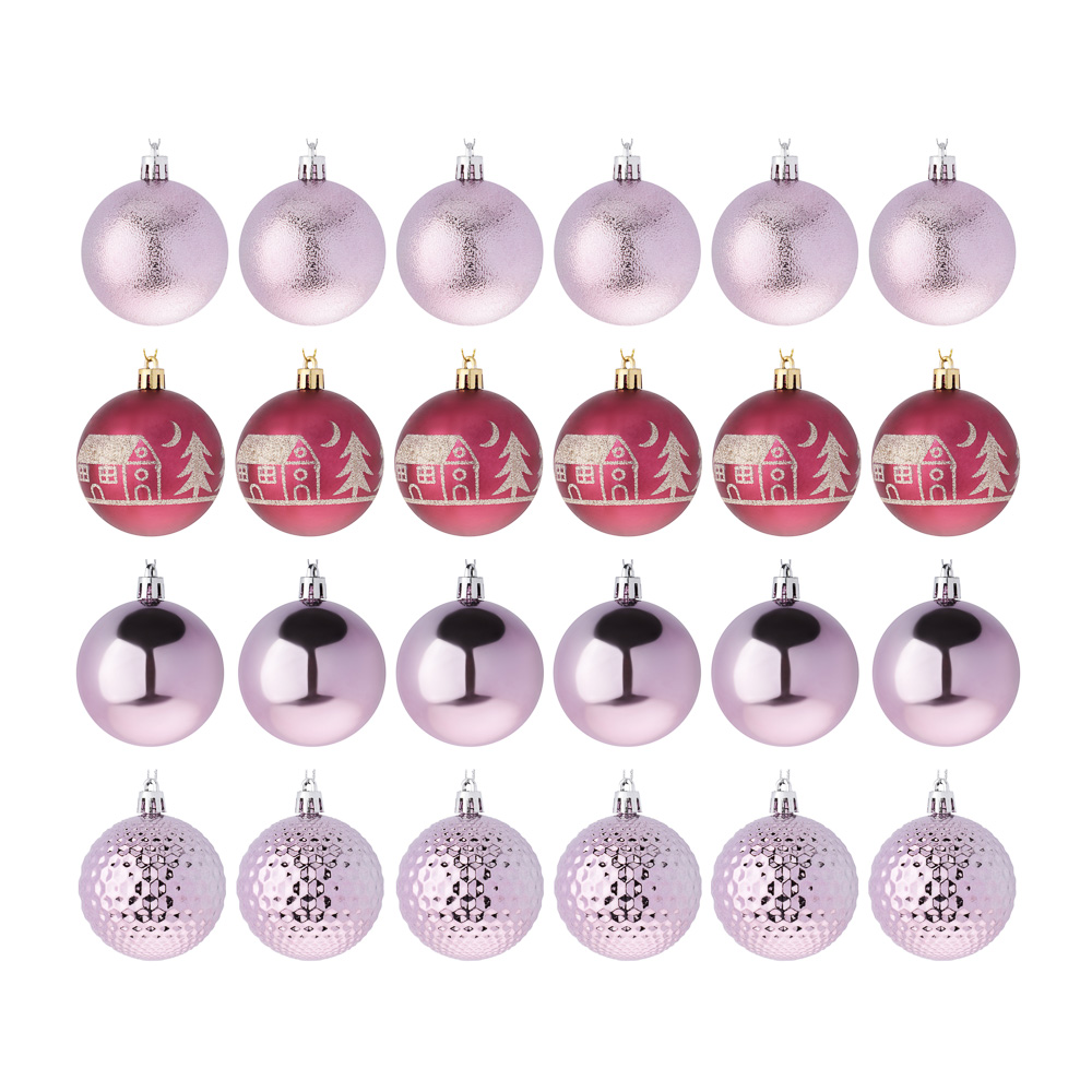 СНОУ БУМ Набор шаров 6 см, 24 шт, пластик, глиттер, 26-205 - #1