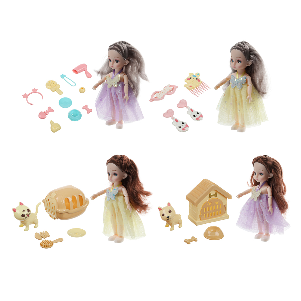 ИГРОЛЕНД Кукла шарнирная 15 см с аксессуарами, PP, ABS, PVC, 22х5,5х20 см, 4 дизайна - #2