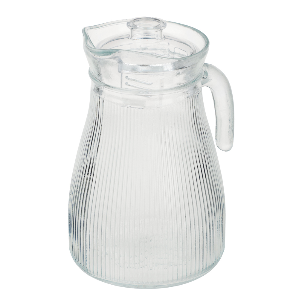 MILLIMI Кувшин для воды 1.2 л, стекло, крышка пластик, рифленый - #2