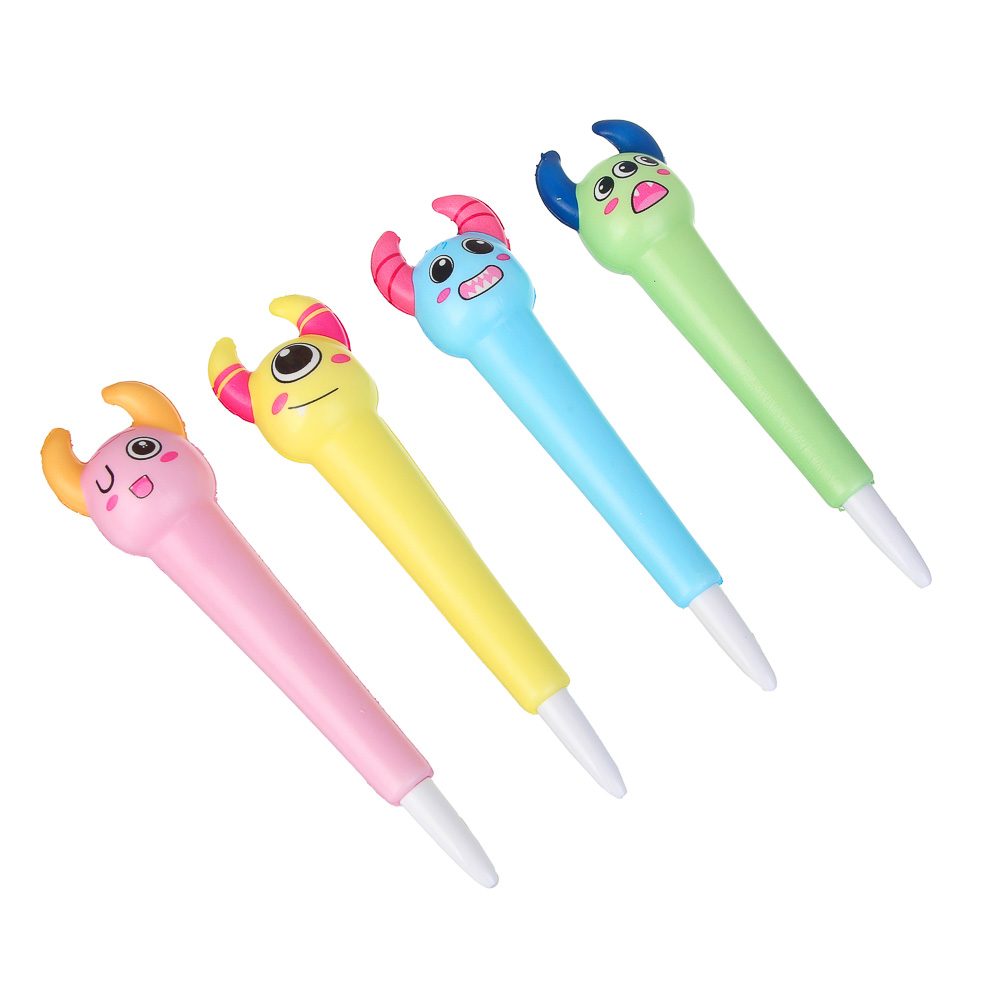 Ручка-мялка шариковая синяя, в форме монстрика, 4 дизайна - #1