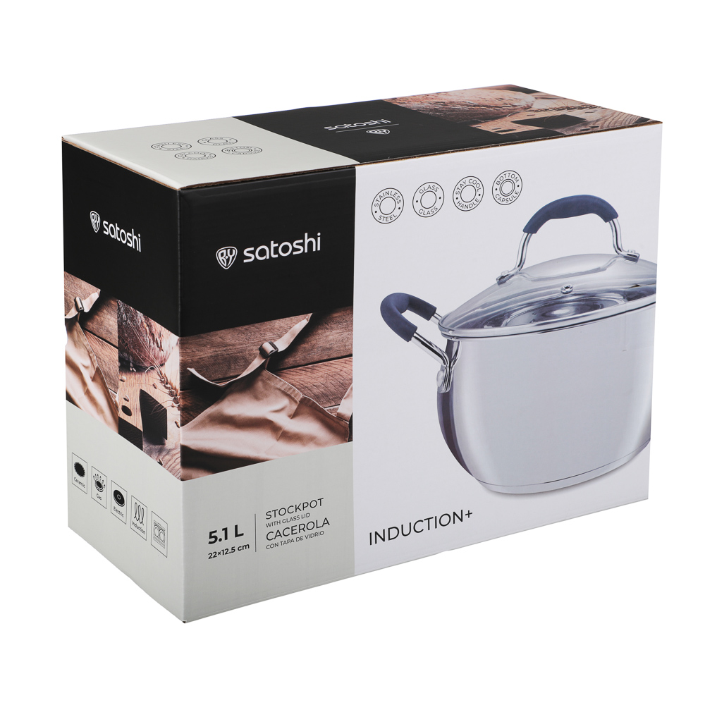 SATOSHI Альба Кастрюля 22х12,5см. 5,1 л. со стекл. крышкой, индукция - #3